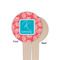 Coral & Teal Wooden 4" Food Pick - Round - Single Sided - Front & Back