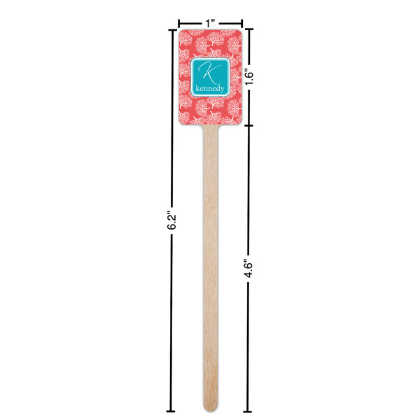 Coral & Teal Wooden 6.25" Stir Stick - Rectangular - Dimensions