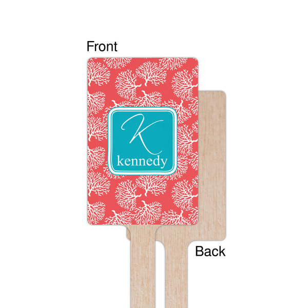 Coral & Teal Wooden 6.25" Stir Stick - Rectangular - Single - Front & Back