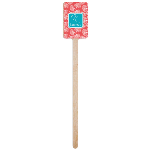 Coral & Teal Wooden 6.25" Stir Stick - Rectangular - Single Stick