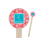 Coral & Teal Round Wooden Food Picks (Personalized)