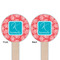Coral & Teal Wooden 6" Food Pick - Round - Double Sided - Front & Back