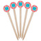 Coral & Teal Wooden 6" Food Pick - Round - Fan View