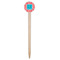 Coral & Teal Wooden 6" Food Pick - Round - Single Pick