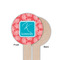 Coral & Teal Wooden 6" Food Pick - Round - Single Sided - Front & Back