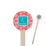 Coral & Teal Round Wooden Stir Sticks (Personalized)