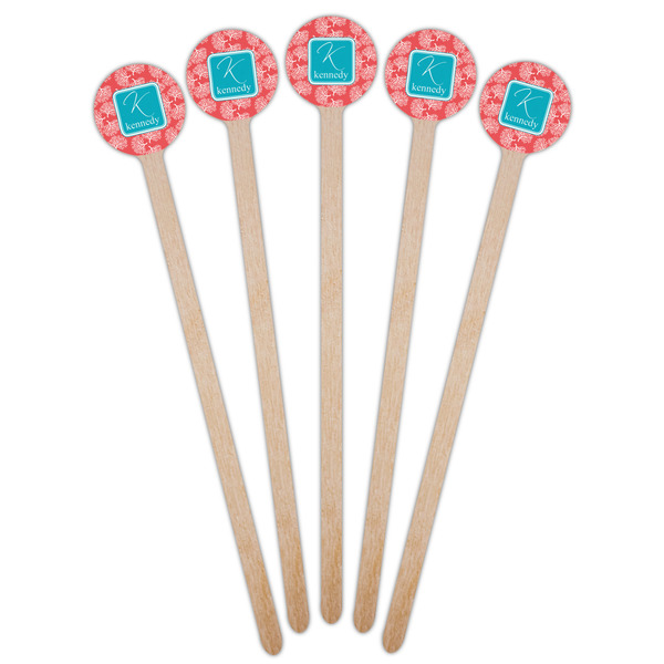 Coral & Teal Wooden 6" Stir Stick - Round - Fan View