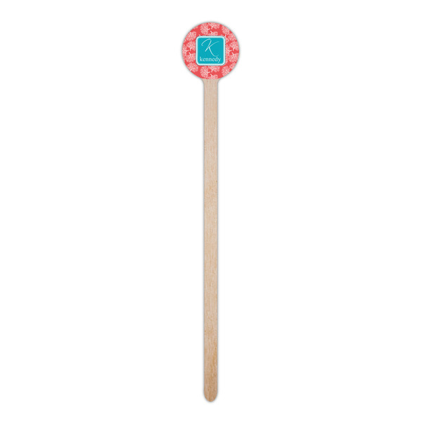Coral & Teal Wooden 6" Stir Stick - Round - Single Stick