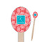 Coral & Teal Wooden Food Pick - Oval - Closeup