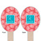 Coral & Teal Wooden Food Pick - Oval - Double Sided - Front & Back