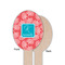 Coral & Teal Wooden Food Pick - Oval - Single Sided - Front & Back