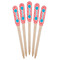 Coral & Teal Wooden Food Pick - Paddle - Fan View