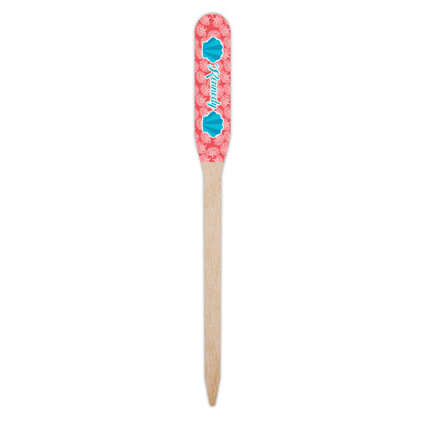Coral & Teal Wooden Food Pick - Paddle - Single Pick