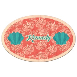Coral & Teal Genuine Maple or Cherry Wood Sticker (Personalized)