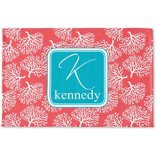 Custom Coral & Teal Woven Mat (Personalized)