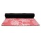 Coral & Teal Yoga Mat Rolled up Black Rubber Backing