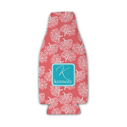 Coral & Teal Zipper Bottle Cooler (Personalized)