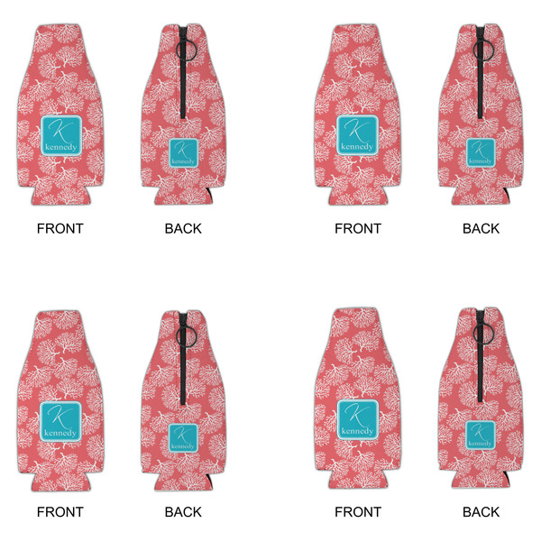 Coral & Teal Zipper Bottle Cooler - Set of 4 - APPROVAL