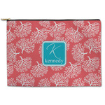 Coral & Teal Zipper Pouch - Large - 12.5"x8.5" (Personalized)
