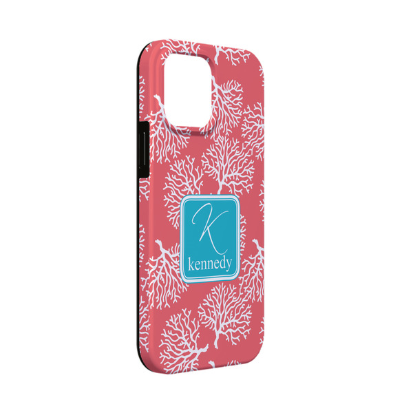 Custom Coral & Teal iPhone Case - Rubber Lined - iPhone 13 Mini (Personalized)