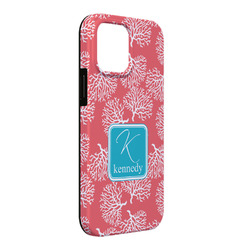 Coral & Teal iPhone Case - Rubber Lined - iPhone 13 Pro Max (Personalized)