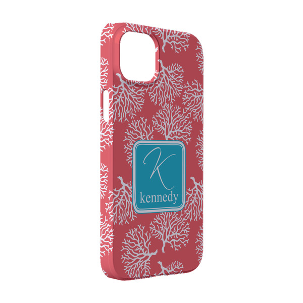 Custom Coral & Teal iPhone Case - Plastic - iPhone 14 (Personalized)