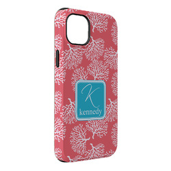 Coral & Teal iPhone Case - Rubber Lined - iPhone 14 Plus (Personalized)