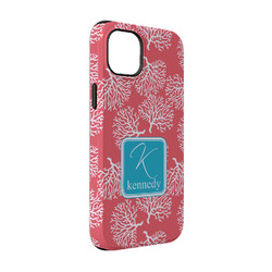 Coral & Teal iPhone Case - Rubber Lined - iPhone 14 Pro (Personalized)
