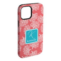 Coral & Teal iPhone Case - Rubber Lined - iPhone 15 Plus (Personalized)