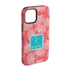 Coral & Teal iPhone Case - Rubber Lined - iPhone 15 (Personalized)