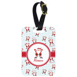 Santa Clause Making Snow Angels Metal Luggage Tag w/ Name or Text