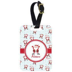 Santa Clause Making Snow Angels Metal Luggage Tag w/ Name or Text