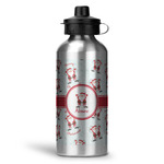 Santa Clause Making Snow Angels Water Bottle - Aluminum - 20 oz - Silver (Personalized)