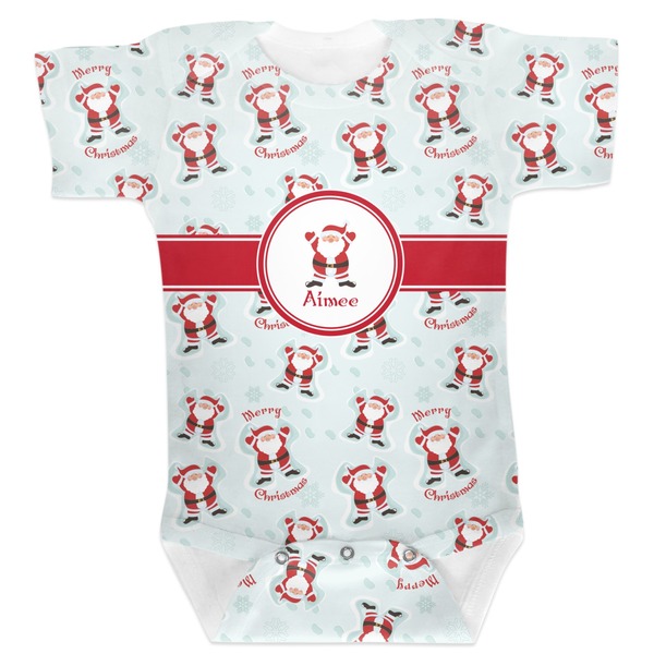Custom Santa Clause Making Snow Angels Baby Bodysuit 0-3 w/ Name or Text