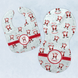 Santa Clause Making Snow Angels Baby Bib & Burp Set w/ Name or Text