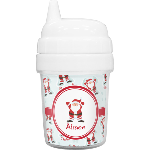 Custom Santa Clause Making Snow Angels Baby Sippy Cup (Personalized)