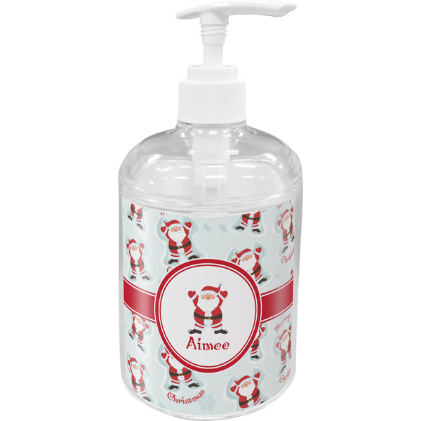 Custom Santa Clause Making Snow Angels Acrylic Soap & Lotion Bottle (Personalized)