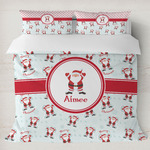Santa Clause Making Snow Angels Duvet Cover Set - King w/ Name or Text
