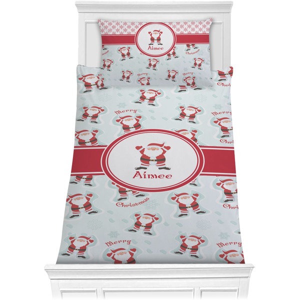 Custom Santa Clause Making Snow Angels Comforter Set - Twin w/ Name or Text