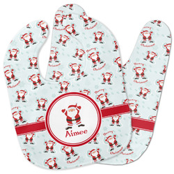 Santa Clause Making Snow Angels Baby Bib w/ Name or Text