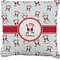 Santa Clause Making Snow Angels Faux-Linen Throw Pillow 16" w/ Name or Text