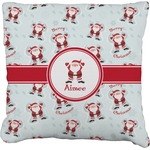 Santa Clause Making Snow Angels Faux-Linen Throw Pillow 20" w/ Name or Text