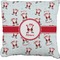 Santa Clause Making Snow Angels Faux-Linen Throw Pillow 20" w/ Name or Text