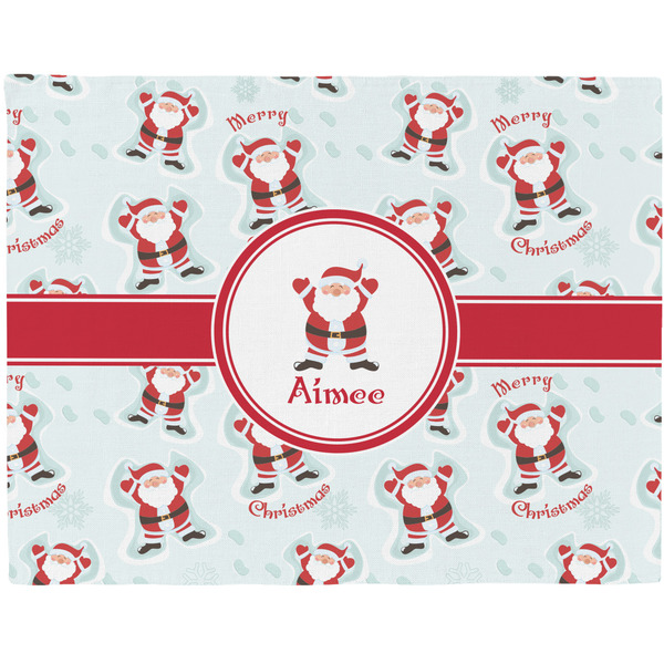 Custom Santa Clause Making Snow Angels Woven Fabric Placemat - Twill w/ Name or Text