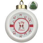 Santa Clause Making Snow Angels Ceramic Ball Ornament - Christmas Tree (Personalized)