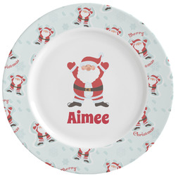 Santa Clause Making Snow Angels Ceramic Dinner Plates (Set of 4) (Personalized)