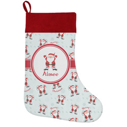 Santa Clause Making Snow Angels Holiday Stocking w/ Name or Text