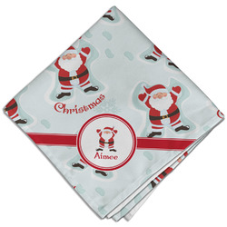 Santa Clause Making Snow Angels Cloth Dinner Napkin - Single w/ Name or Text