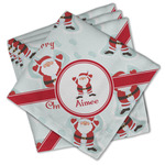 Santa Clause Making Snow Angels Cloth Cocktail Napkins - Set of 4 w/ Name or Text