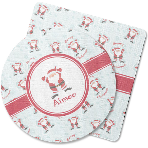 Custom Santa Clause Making Snow Angels Rubber Backed Coaster (Personalized)